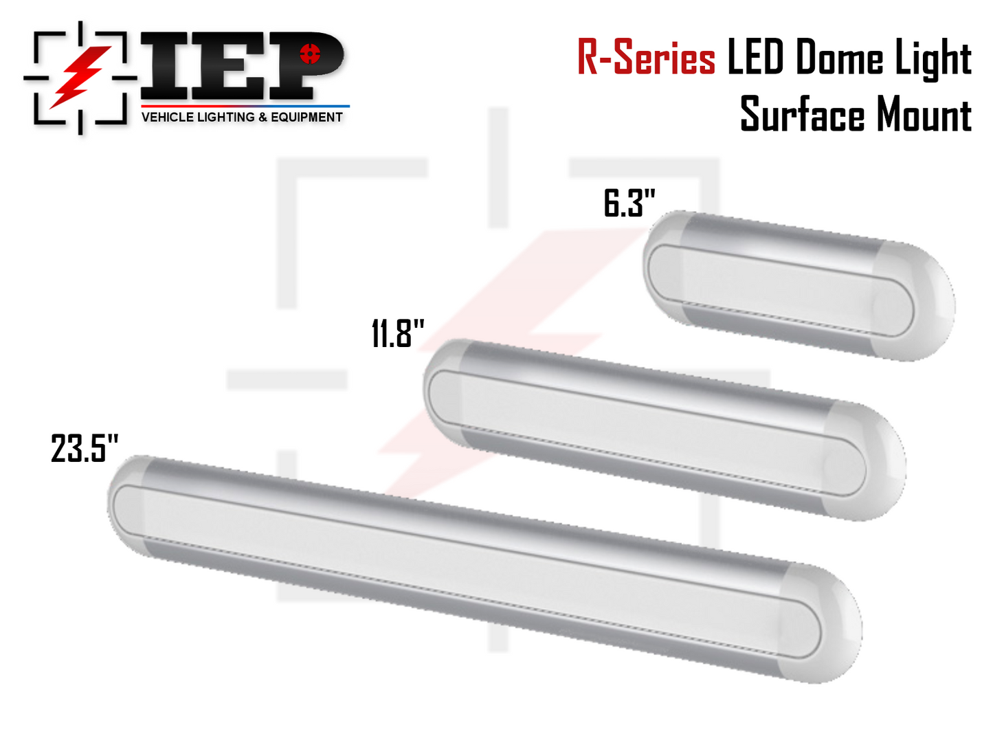 6.3", 11.8" & 23.5" LED Exterior & Interior DOME Light R-Series Surface Mount WHITE