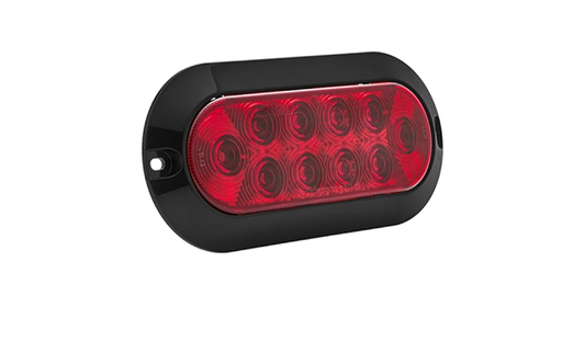 Maxxima 6" Oval Red Stop/Turn/Tail Surface Mount, Black Housing