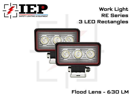 Work Light RE Series - 3 LED Rectangles Flood Beam Optics