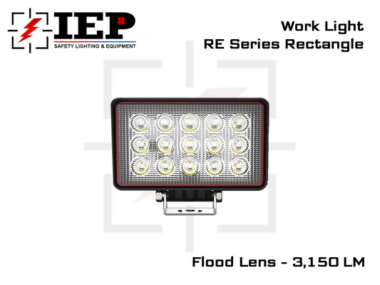 15-LED Work Light RE Series - Rectangular 3,150 Flood Beam