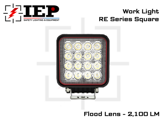 16-LED Work Light RE Series - Square 2100LM Flood