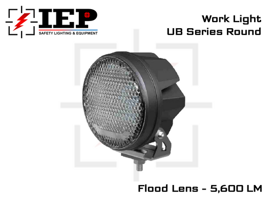 Ultra Bright Work Light UB Series - ROUND 5,600 LM Flood Beam RED/AMB Position Light