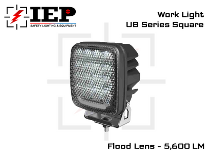 Ultra Bright Work Light UB Series - SQUARE 5,600 LM Flood Beam RED/AMB Position Light