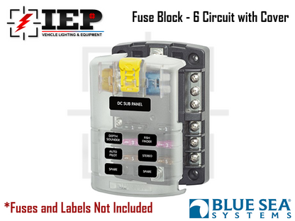 Blue Sea Fuse Block 6 Circuit with Ground Bus (Negative)